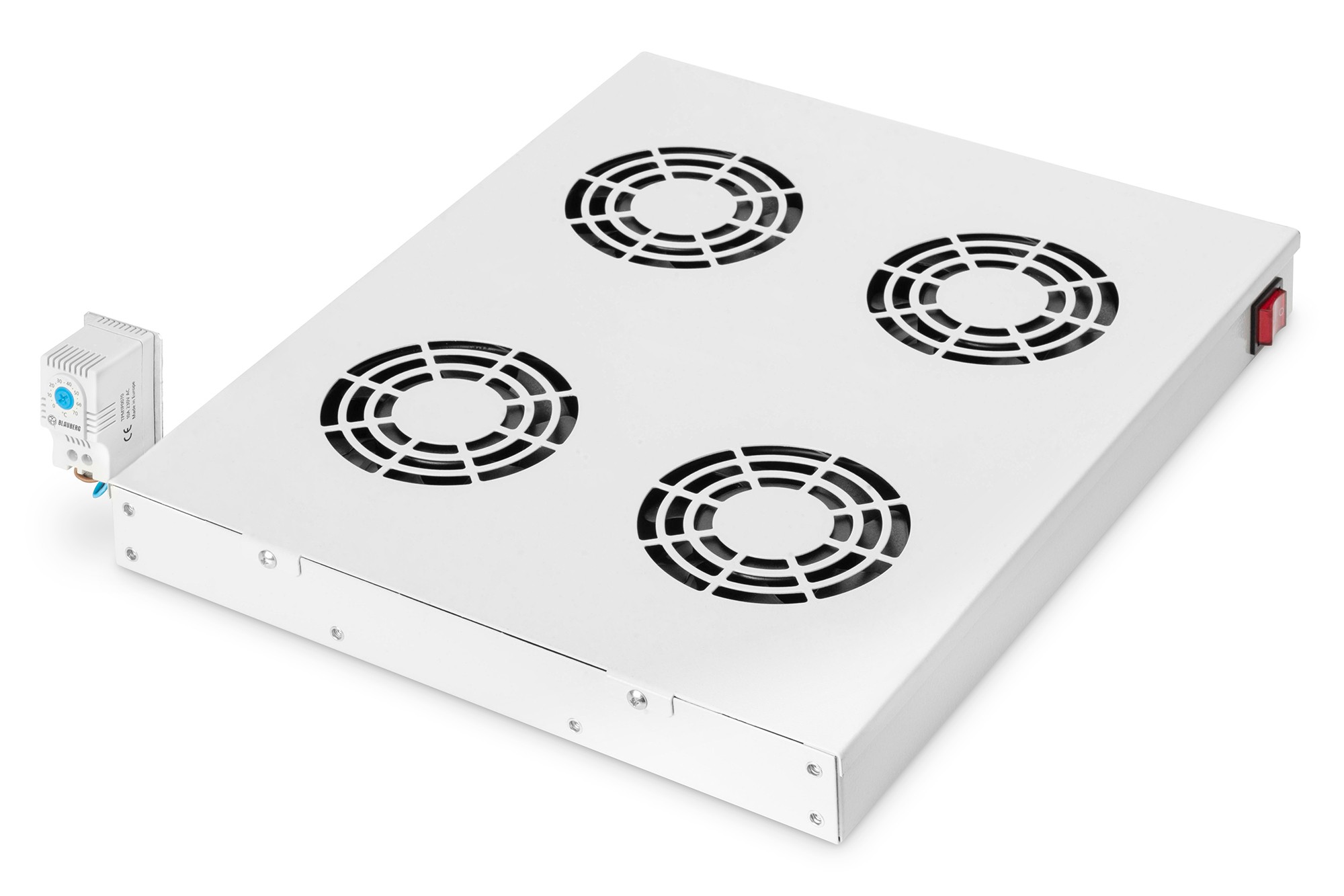Digitus DN-19 FAN-4-HO Unita' di Ventilazione per Armadio Rack 4 Ventole Flusso d'aria 552 m³-h Termostato Regolabile colore Grigio