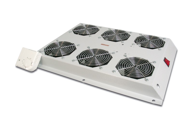Digitus DN-19 FAN-6-1000-N Kit 6 Ventole con Termostato per Armadio Rack 19 pollici Installazione a Soffitto 12.8 m³-min Colore Grigio Chiaro