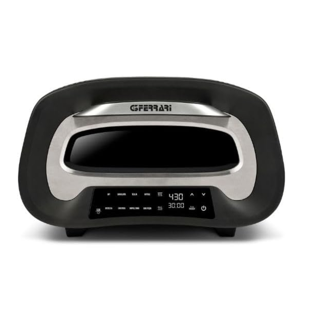 G3 Ferrari G10186 Pronto Pizza 2 Minuti Forno per Pizza 1700W 430°C Pietra Refrattaria Display Digitale 8 Programmi Pareti Fredde colore Nero