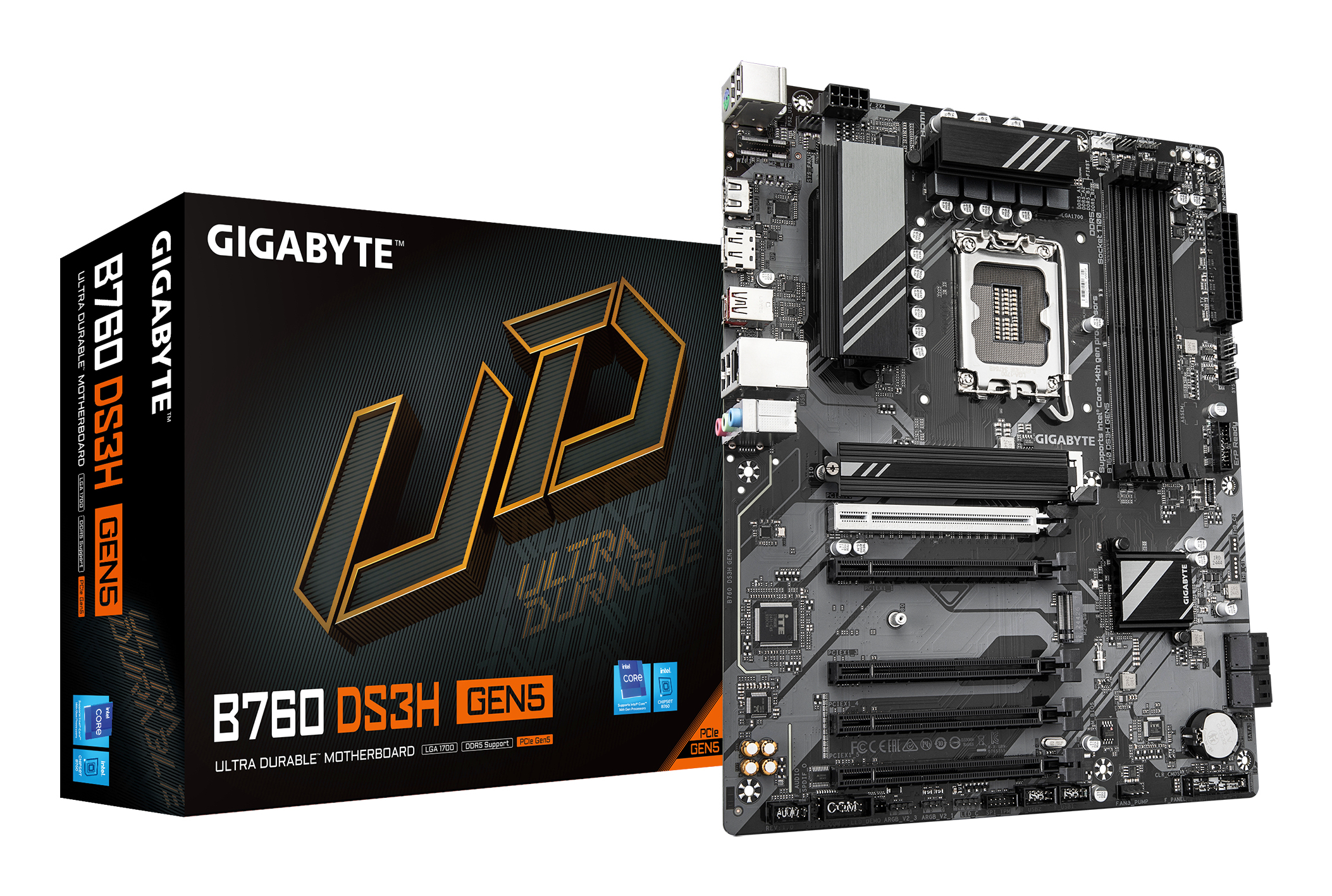 Gigabyte B760 DS3H GEN5 Scheda Madre Supporta Intel Core 14a 13a 12a Generazione 8+2+1 Fasi VRM DDR5 fino a 5600 MHz 2 M.2 PCIe 4.0 USB 3.2 Gen 2x2 co
