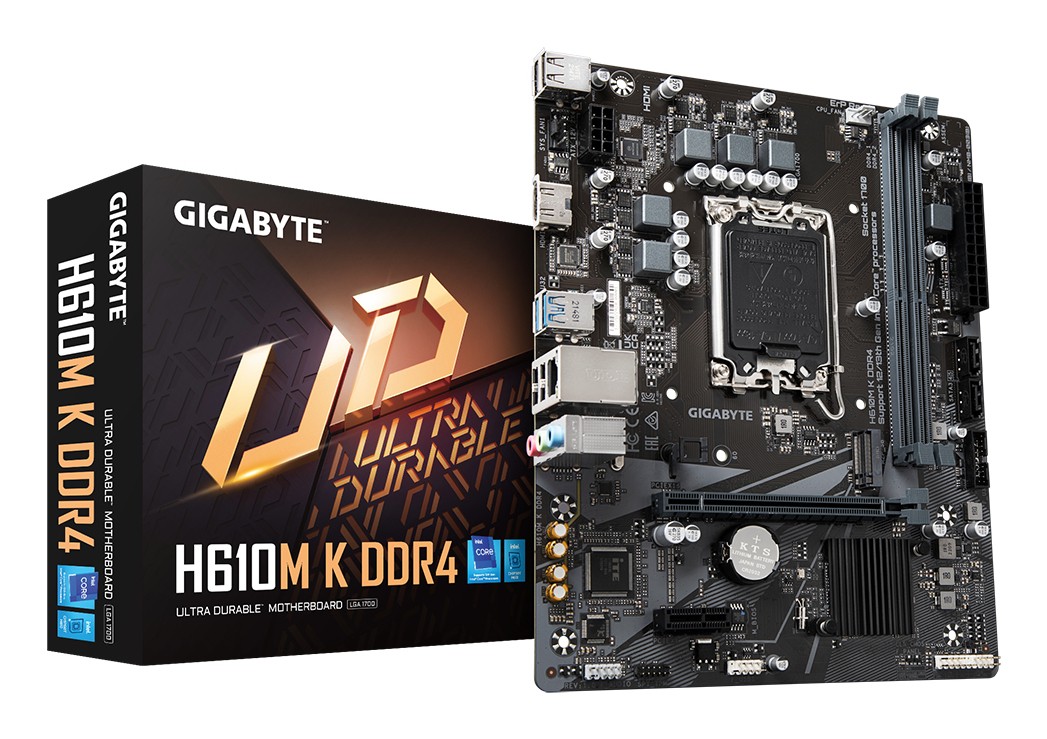Gigabyte H610M K DDR4 Scheda madre Intel H610 Express LGA 1700 2x DIMM DDR4 fino a 3200MHz 1x M.2 2x SATA USB 3.2 Gen 1 LAN Gigabit colore Marrone