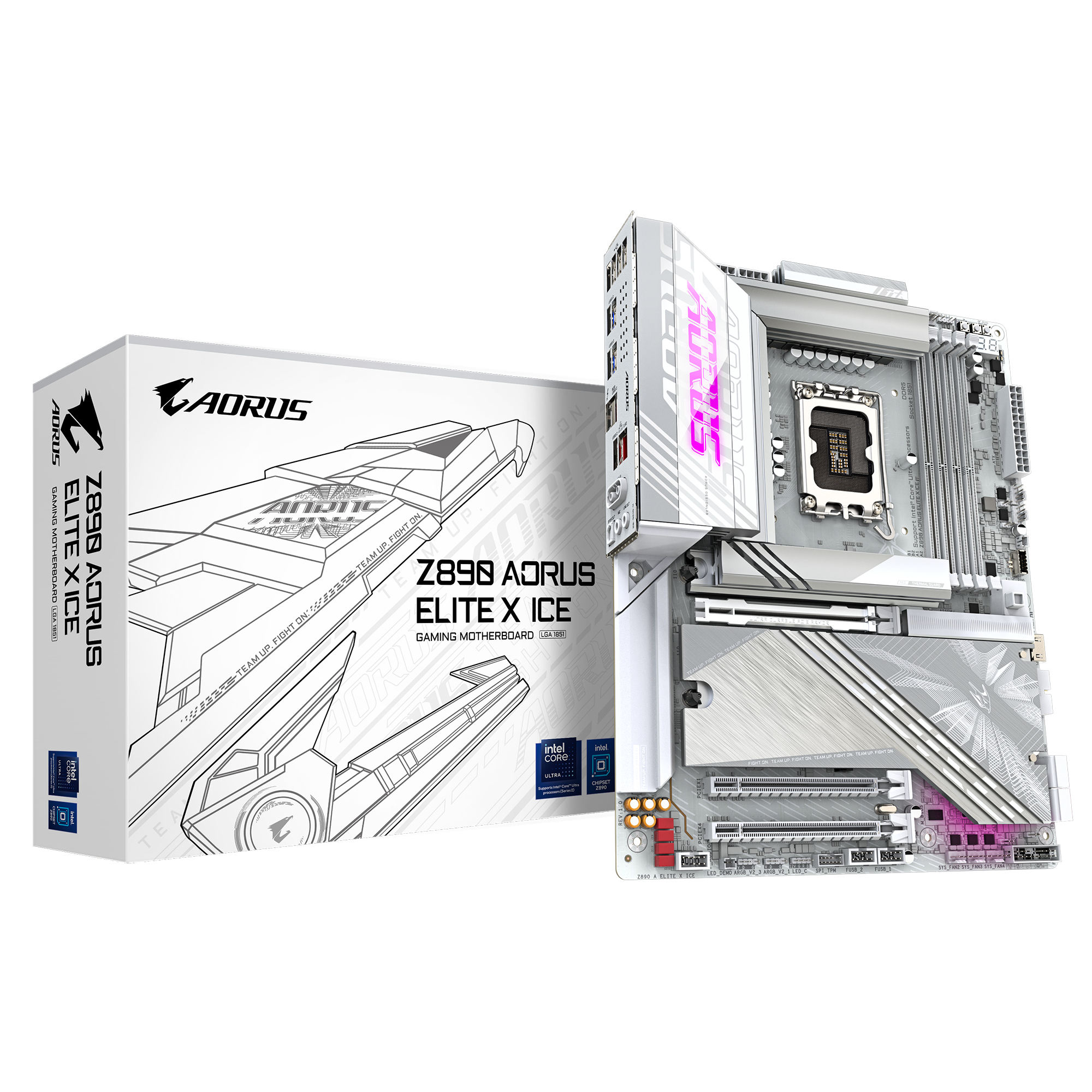 GIGABYTE Z890 A ELITE X ICE Scheda Madre ATX Supporta CPU Intel Core Ultra Serie 2 DDR5 fino a 9500MHz OC Wi-Fi 7 Thunderbolt 4 colore Bianco