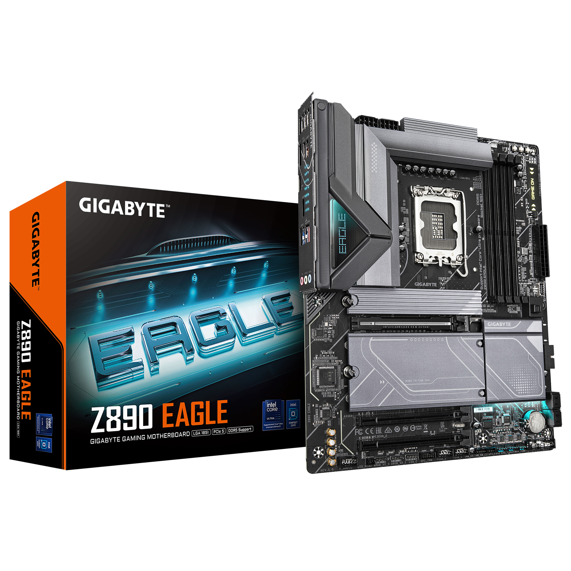 Gigabyte Z890 EAGLE Scheda Madre Supporta CPU Intel Core Ultra Serie 2 VRM 14+1+2 Fasi DDR5 fino a 8800MHz OC PCIe 5.0 M.2 USB4 LAN 2.5GbE ATX colore