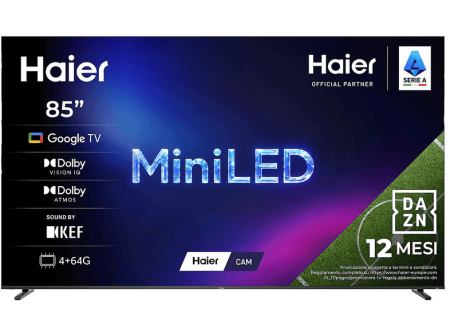 haier-h85m92fux-tv-d-led-smart-85-black-abbonamento-dazn HAIER H85M92FUX TV D-LED, SMART 85", Black, Abbonamento DAZN Full 12 mesi incluso