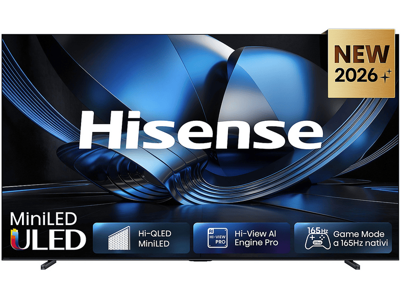 HISENSE 100U7SE, Smart TV MiniLED 165Hz 100" 4K, Dolby Atmos 2.1 By Devialet, Vision IQ, HDR10+, Native Game Mode, VIDAA OS con 1000+ APP, Alexa built