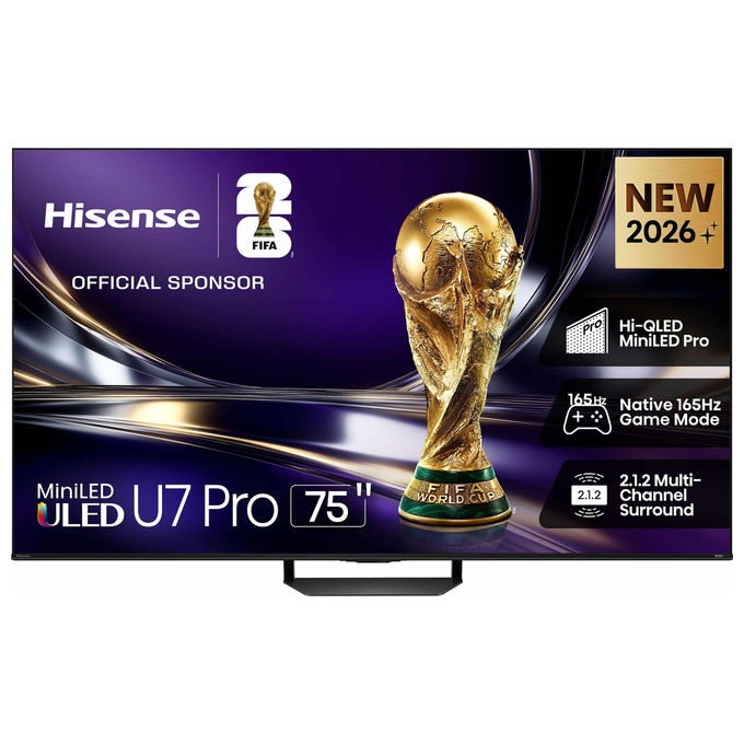 hisense-75u7s-pro-smart-tv-miniled-4k-uhd-75-165hz-dolby-v Hisense 75U7S PRO Smart TV MiniLED 4K UHD 75'' 165Hz Dolby Vision IQ HDR10+ Dolby Atmos 2.1.2 By Devialet colore Nero