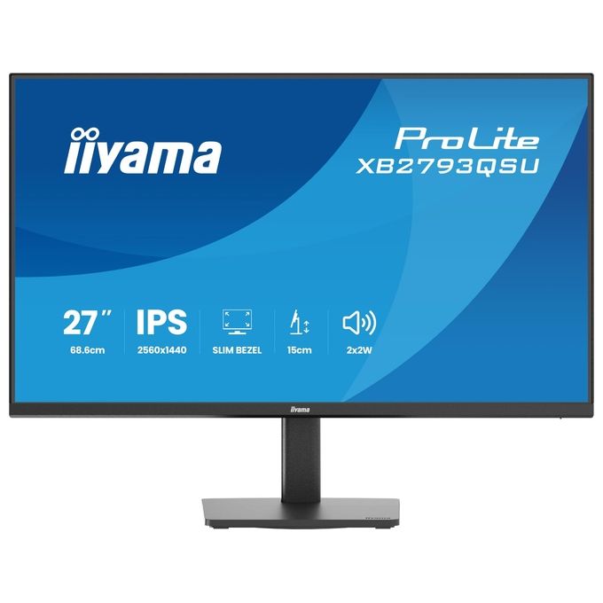Iiyama ProLite XB2793QSU-B1 monitor 27 pollici Quad HD 2560x1440 IPS 75 Hz AMD FreeSync Flicker-Free hub USB Nero