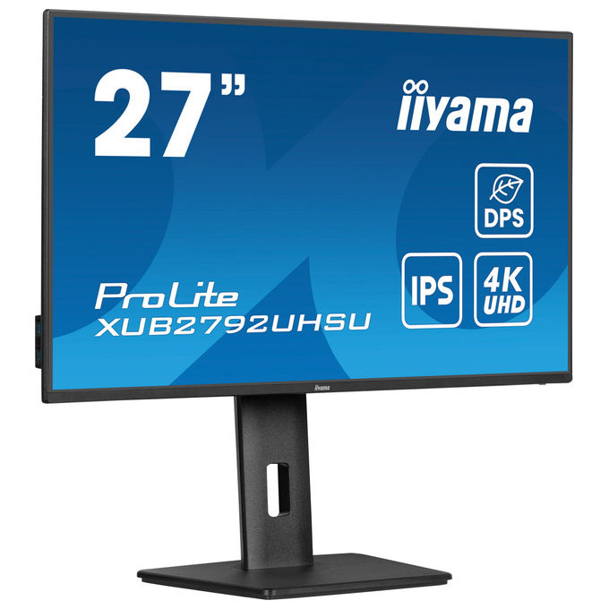 Iiyama ProLite XUB2792UHSU-B6 monitor 27 pollici 4K Ultra HD IPS 60Hz 4ms hub USB 3.2 USB-C altoparlanti integrati regolazione altezza nero