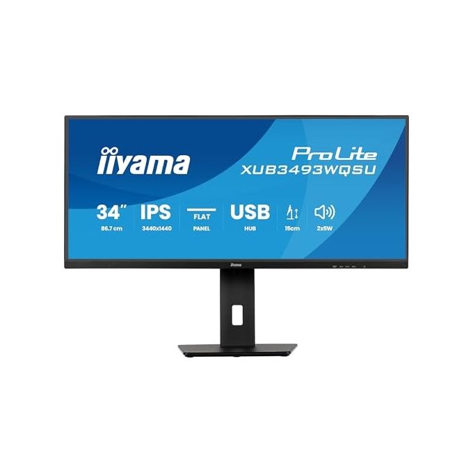 Iiyama ProLite XUB3493WQSU-B6 monitor 34 pollici IPS ultrawide risoluzione UWQHD 3440x1440 120Hz USB-C regolazione altezza nero