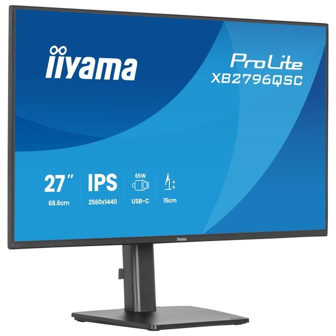 Iiyama XB2796QSC-B1 ProLite Monitor PC 27'' 2560 x 1440 Pixel IPS LED USB-C Hub Altoparlanti Integrati colore Nero