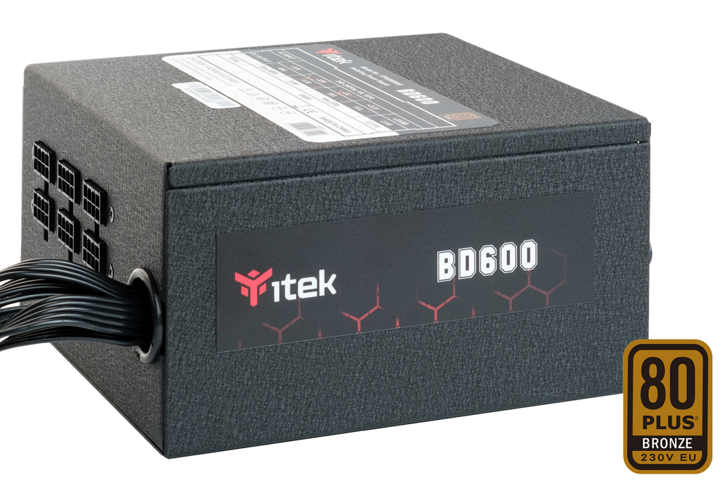 Itek Alimentatore Bd600 - 600w, 80plus Bronze, Pfc Attivo, Ventola Hdb 12cm, Dc To Dc, Semi Modulare Itpsebd600