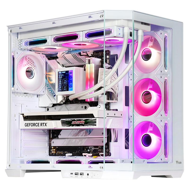 Itek Case Dark Cave Aku - Gaming Tower, Atx, 4x12cm Argb Fan, Usb3, Type-C, Temp Glass Side Fron Itgcadcakw
