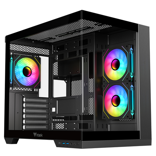Itek Case Dark Cave Curved, Gaming Tower, Atx, 4x12cm Argb Fan, 2xusb3, Type-C, Curved Temp Glass S Itgcadccb
