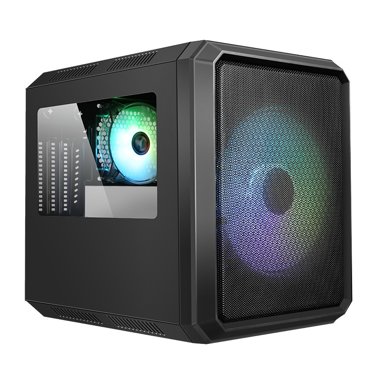 Itek Case Qbo 8, Evo, Micro Atx, Usb3, 200mm Argb Fan, 120mm Card Reader, 3 Finestre Trasp Itgcaqbo30e