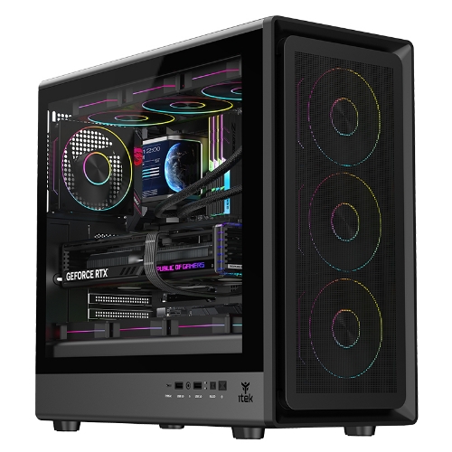 Itek ITGCAMC36B MESHCORE 36B Case PC Tower ATX 4 Ventole ARGB Vetro Temperato USB 3.0 Type-C colore Nero