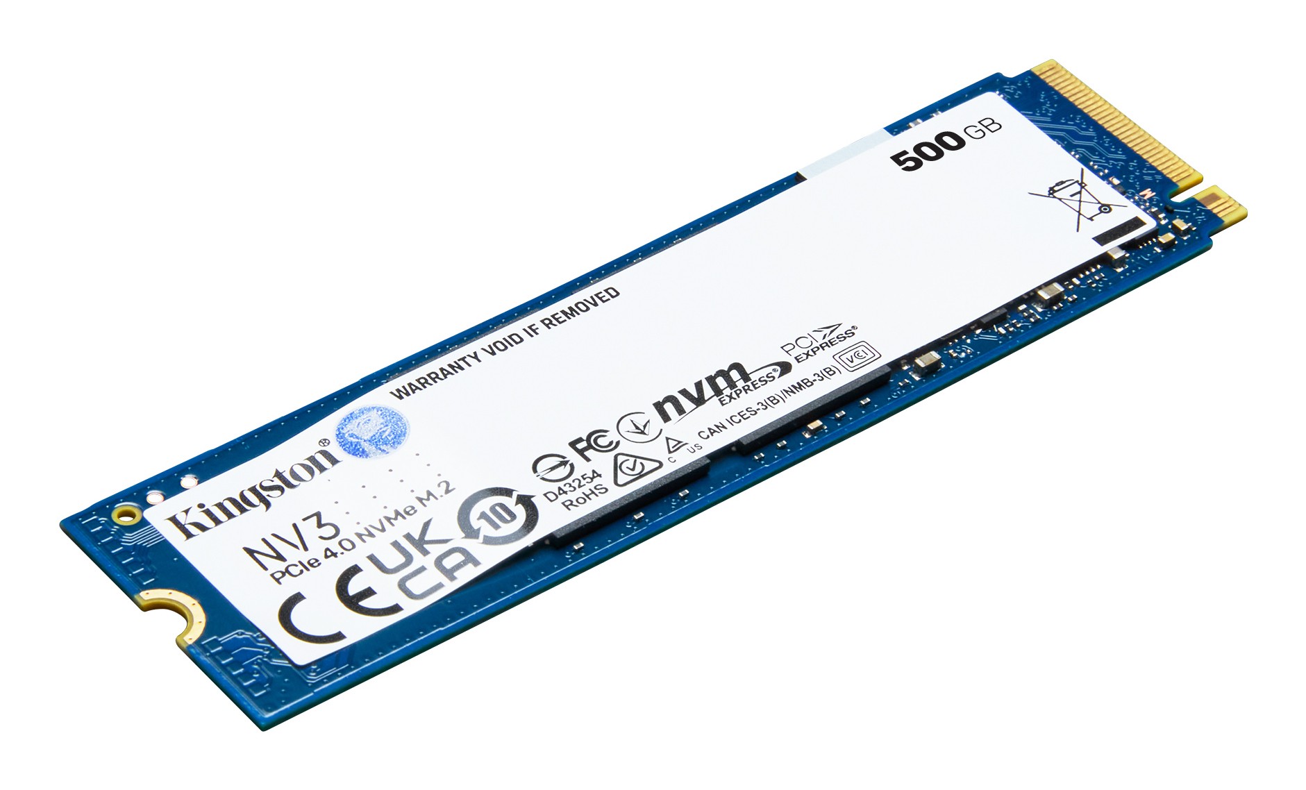 Kingston SNV3S-500G NV3 SSD interno M.2 2280 NVMe PCIe 4.0 500 GB 3D NAND lettura 5000 MB-s scrittura 3000 MB-s