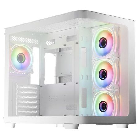 lc-power-lc-8001w-on-case-pc-midi-tower-con-vetro-temperato LC-Power LC-8001W-ON Case PC Midi Tower con Vetro Temperato e Illuminazione RGB 120mm Frontale 140mm Superiore Alimentazione Laterale 7 Slot Espansion