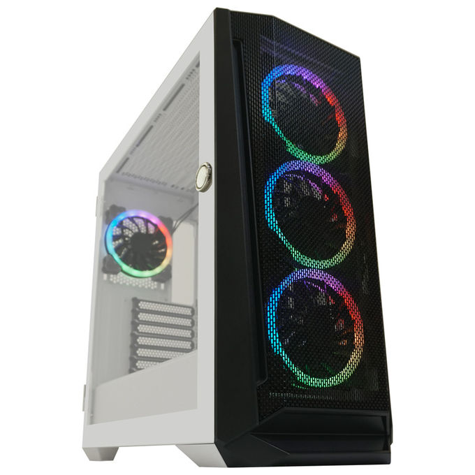 LC-Power LC-805BW-ON Holo-1_X Midi Tower con Pannello in Vetro Temperato e Supporto per Ventole ARGB 3x120 mm Frontali 1x120 mm Posteriori ATX Micro-A