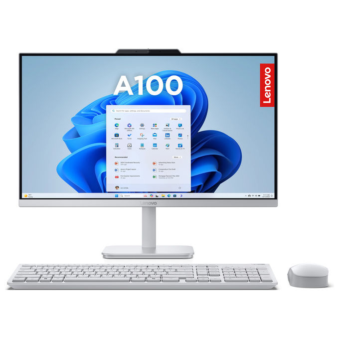 Lenovo F0JN0040IX All in One A 100 PC All-in-one Display 23.8'' FHD Risoluzione 1920x1080 Processore Intel N100 RAM 8GB SSD 512GB Windows 11 Home colo