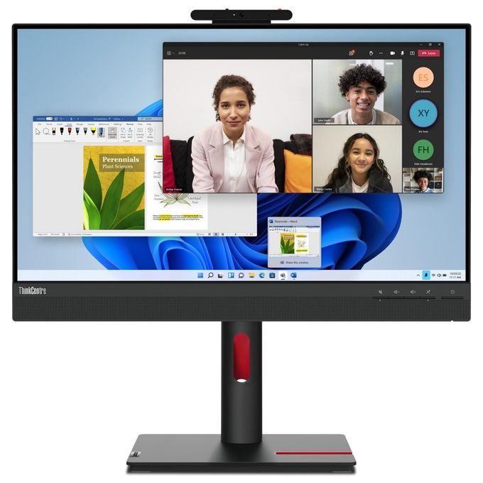 Lenovo TIO24GEN5(A23TIO24IR) ThinkCentre Tiny-In-One Monitor 23.8'' FHD IPS con Webcam Integrata Altoparlanti Microfono Hub USB 3.2 Gen 1 VESA 100x100