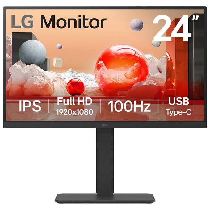 LG 24BA750-B.AEU Monitor PC 23.8'' 1920x1080 Pixel IPS Full HD Altoparlanti Integrati USB Hub VESA Regolabile colore Nero