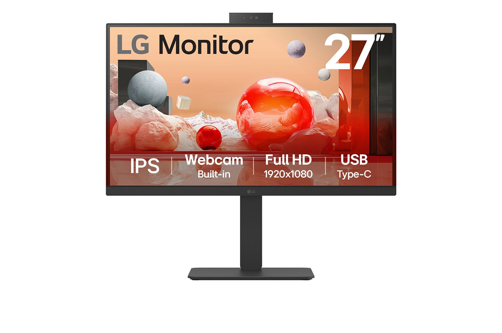 LG 27BA850-B Monitor PC 27'' IPS Full HD 1920x1080 100Hz 5ms Webcam Microfono Hub USB 3.2 HDMI DisplayPort colore Nero