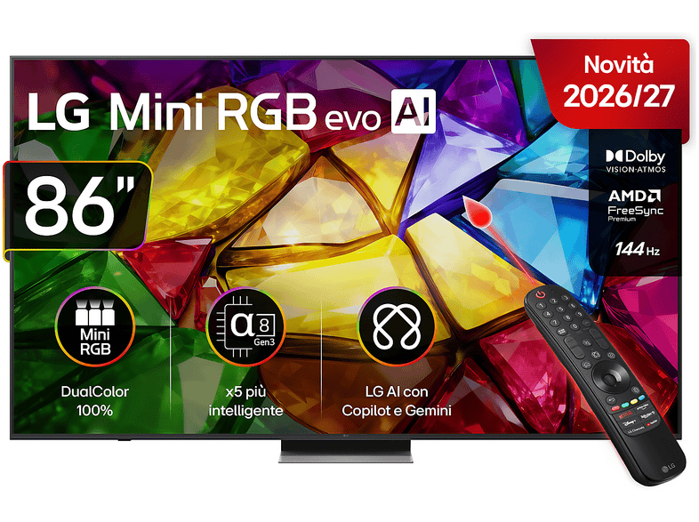 LG Mini RGB 87 86MRGB87B6B TV MINI LED, SMART TV, 86 ", RGB-MiniLED, Processore a8 AI 4K Gen3, Classe D