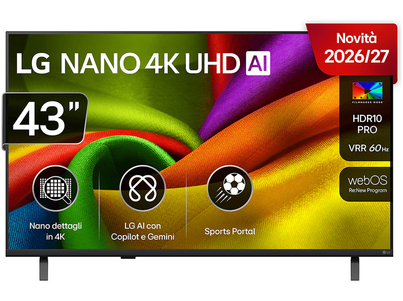 lg-nano-4k-uhd-ai-nu85-43nu850b6la-tv-led-smart-tv-43-p LG NANO 4K UHD AI NU85 43NU850B6LA TV LED, SMART TV, 43 ", Processore a7 Gen9, Classe G