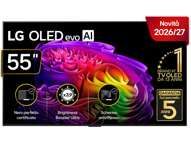 LG OLED evo AI G6 OLED55G64 TV OLED, SMART TV, 55 “, Processore a11 4K Gen3, Classe E