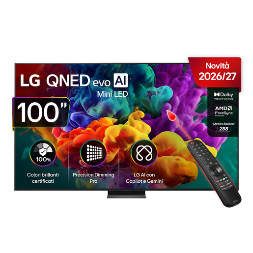 LG QNED MiniLED 100QNED87B6 TV MINI LED, SMART TV, 100 ", QLED, Processore a8 AI 4K Gen3, Classe E