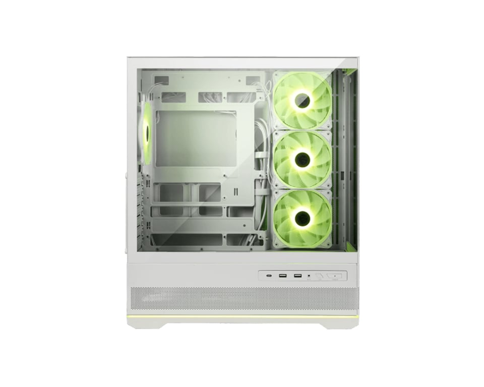 Msi Case Bianco, 2 Usb, 1 Type-C, 3x120mm Argb Reverse Blade Fan, 1x120mm Argb+pwm Control Mag Pano 110r Pz White