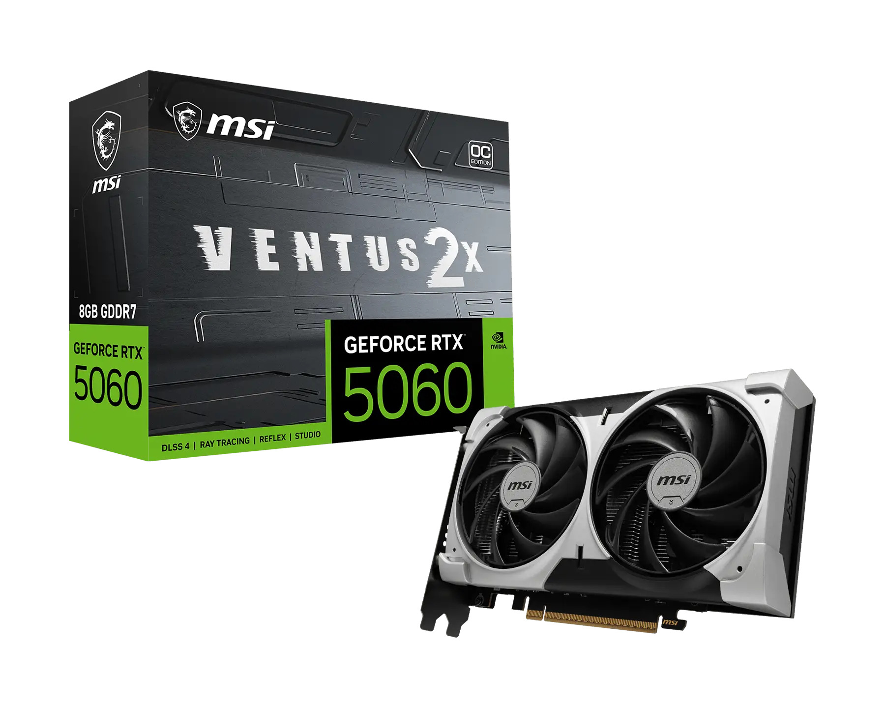 MSI GeForce RTX 5060 8G VENTUS 2X OC V1 Scheda Grafica 8GB GDDR7 128 bit 2.535 GHz 3x DisplayPort HDMI colore Nero