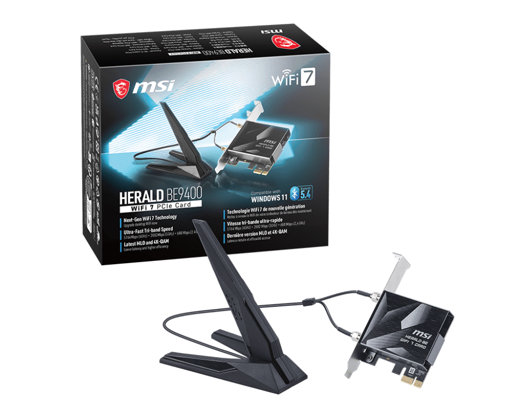 MSI HERALD BE9400 WiFi 7 PCIe Card