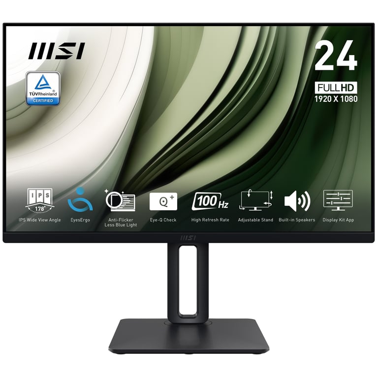 MSI PRO MP245PG Monitor PC 23,8'' IPS Full HD 1920x1080 100Hz 1ms Pivot Regolazione Altezza HDMI DisplayPort colore Nero