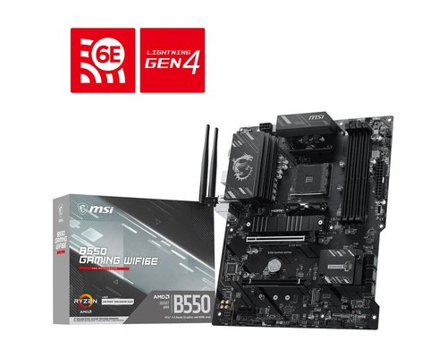 Msi Scheda madre Amd B550, B550 Gaming Wifi6e, B550, AM4, 4ddr4, 2pci-Ex16, 1pci-EX1, 2M.2, 6sata3, 2usb10g,5U 911-7c56-095