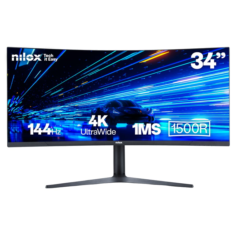 Nilox NXM344KD11 Monitor PC 34'' Ultrawide Quad HD Curvo 144Hz MVA LED 3440x1440 1ms G-SYNC 2 HDMI 2 DisplayPort colore Nero