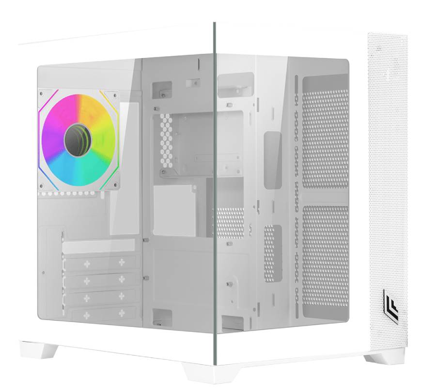 Noua CS0125CZ-ZH100 Case Micro ATX PC Gaming Mini Tower Bianco Ventola LED ARGB USB 3.0 Vetro Temperato