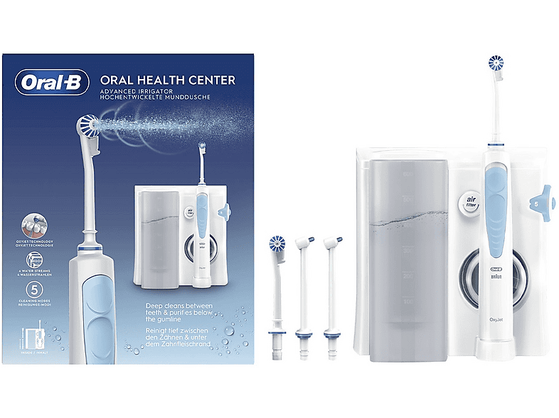Oral-B Idropulsore Health Center Avanzato Tecnologia Oxyjet 5 Modalita' 600 ml 4 Beccucci colore Bianco