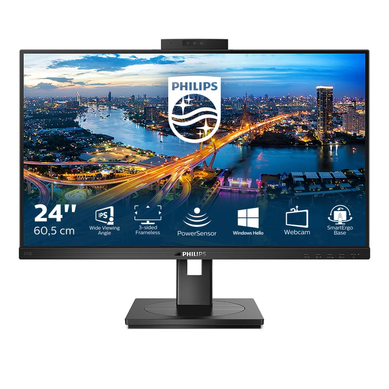 Philips 242B1H-00 B Line Monitor IPS 23.8'' Full HD 1920x1080 Webcam Hub USB Pivot 75Hz colore Nero