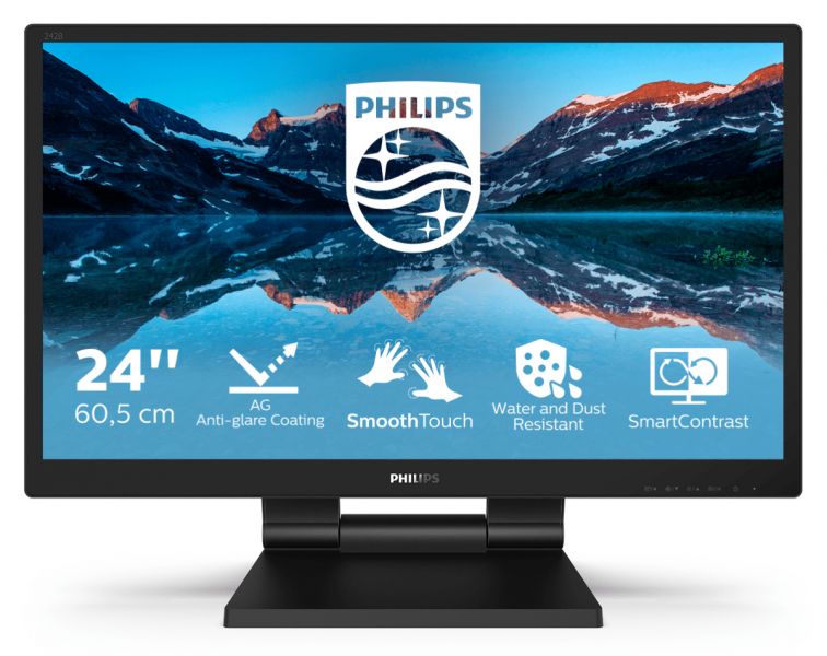Philips 242B9TL Monitor Touch Screen 23.8'' IPS Full HD 1920x1080 60Hz 5ms IP65 Multi-touch 10 punti VGA DVI HDMI DP USB colore Nero