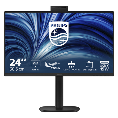 Philips 24B2U3301H Monitor 23,8'' IPS Full HD 120Hz 4ms Webcam 5MP USB-C Hub USB SmartErgoBase colore Nero