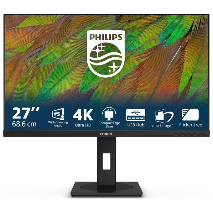 Philips 27B1N3800-00 Serie 3000 Monitor PC 27'' 4K Ultra HD IPS 3840 x 2160 Pixel HDR10 Altoparlanti Integrati USB Hub 3.2 Gen 1 VESA 100x100 mm Regol