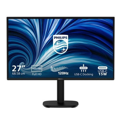 Philips 27B2U3301-00 Monitor PC 27'' Full HD 1920x1080 IPS 120Hz USB-C HDMI DP Altoparlanti Integrati Regolabile VESA colore Nero
