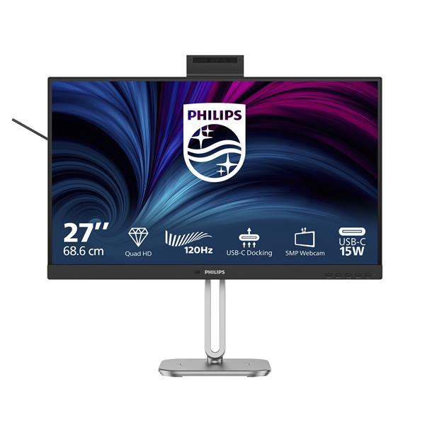 Philips 27B2U4601H Monitor 27'' IPS QHD 2560x1440 120Hz 4ms Webcam Windows Hello USB-C Hub Ethernet colore Argento