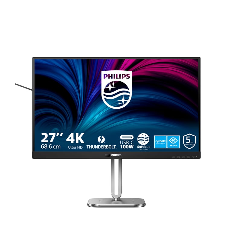 Philips 27B2U6903-00 6000 Series Monitor PC 27'' 4K UHD 3840x2160 IPS 60Hz 4ms Thunderbolt 4 USB Hub Altoparlanti colore Antracite