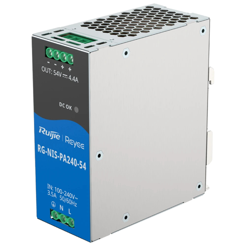 Ruijie Networks RG-NIS-PA240-54 Alimentatore Industriale 240 W 100-240 V AC 56 V DC Montaggio su Guida DIN colore Bianco