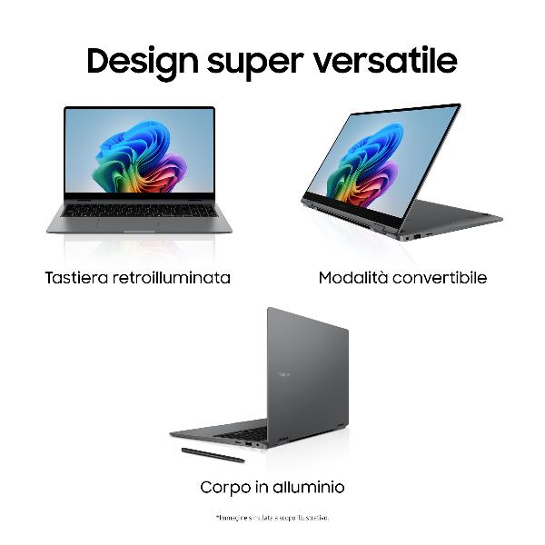 Samsung Galaxy Book5 360 15.6 Ultra 7 256V 16GB 512GB Gray Win11 Pro NP754QHA-KA1IT