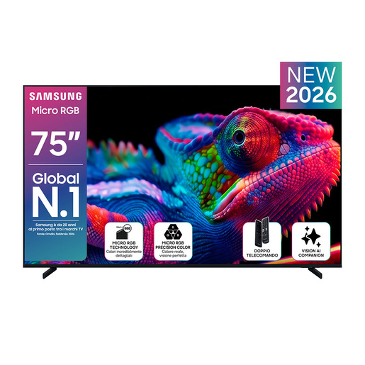 SAMSUNG Micro RGB AI TV 75" MRE75R85HAUXZT, Engine, Color Booster Pro, 4K Upscaling, Motion Xcelerator 144Hz, Dolby Atmos & OTS Lite, Monolith Edge De