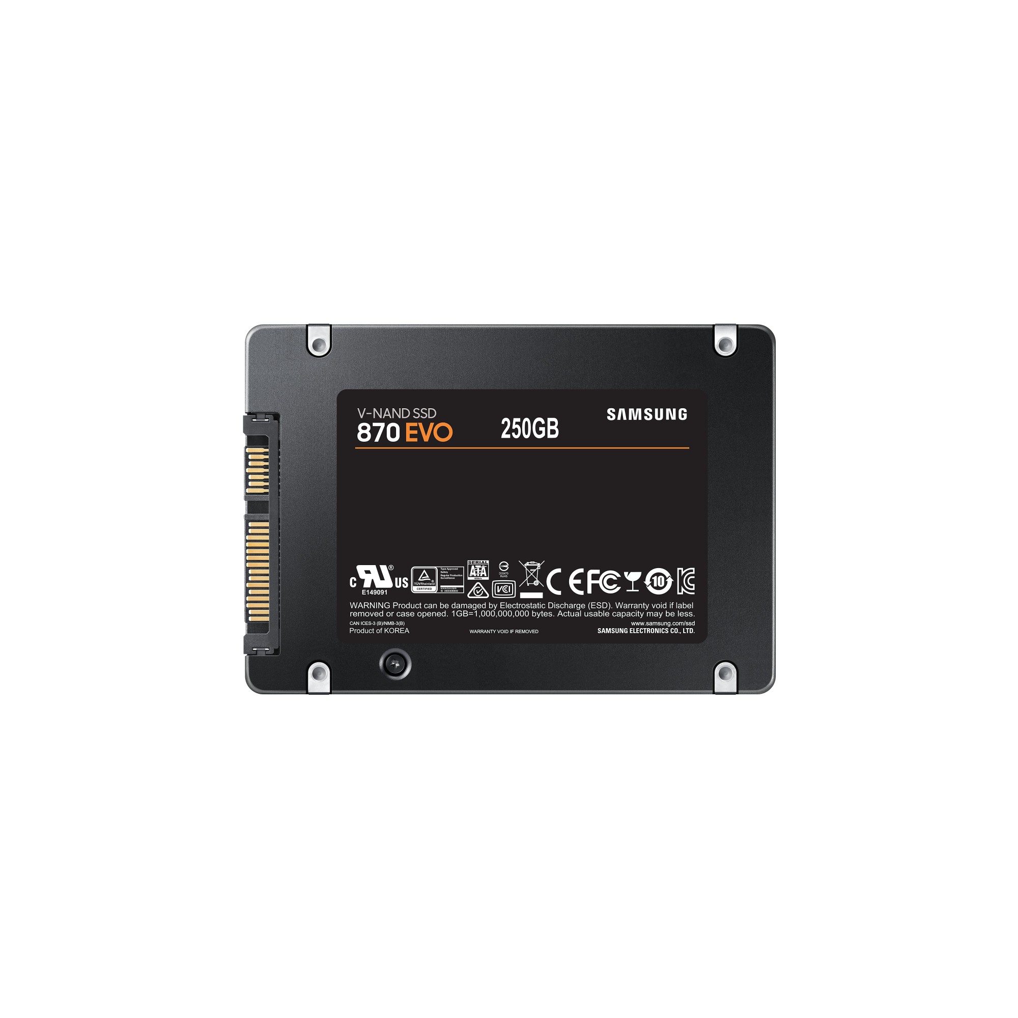 Samsung MZ-77E250B-EU 870 EVO SSD 2.5” SATA III 250 GB V-NAND MLC 560 MB-s lettura 530 MB-s scrittura colore Nero