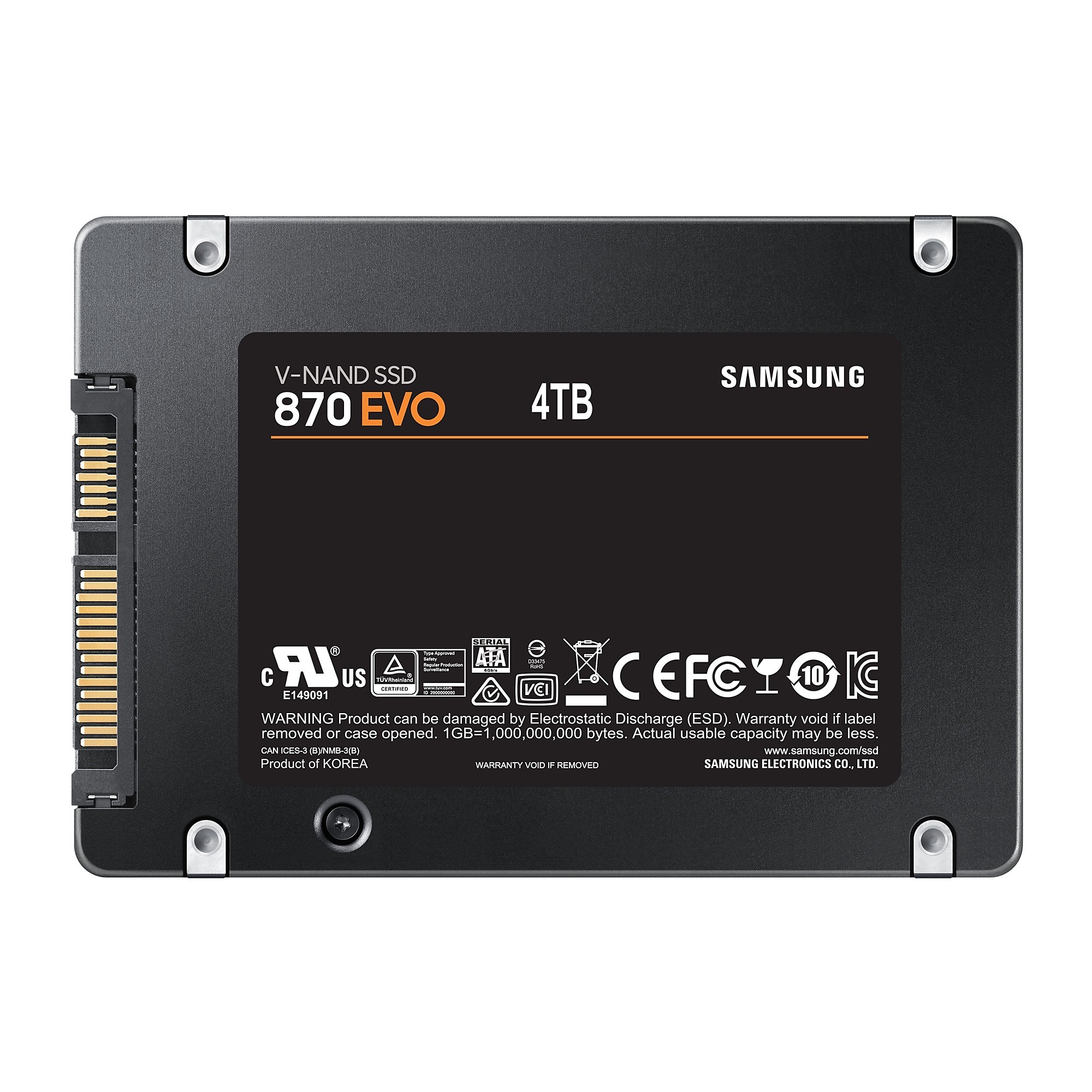 Samsung MZ-77E4T0B-EU 870 EVO SSD 2.5'' SATA III 4TB V-NAND MLC 560 MB-s lettura 530 MB-s scrittura colore Nero